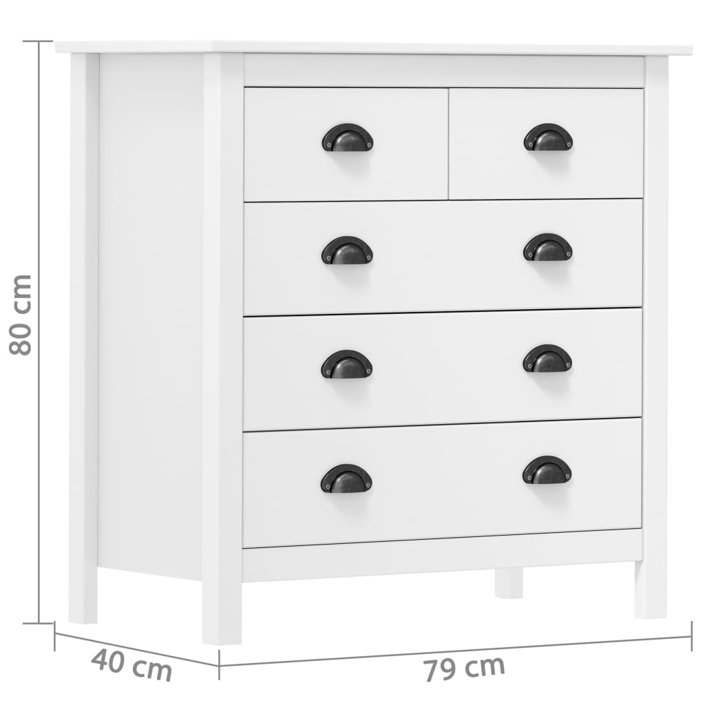 Buffet Hill Blanc 79x40x80 cm Bois de pin solide