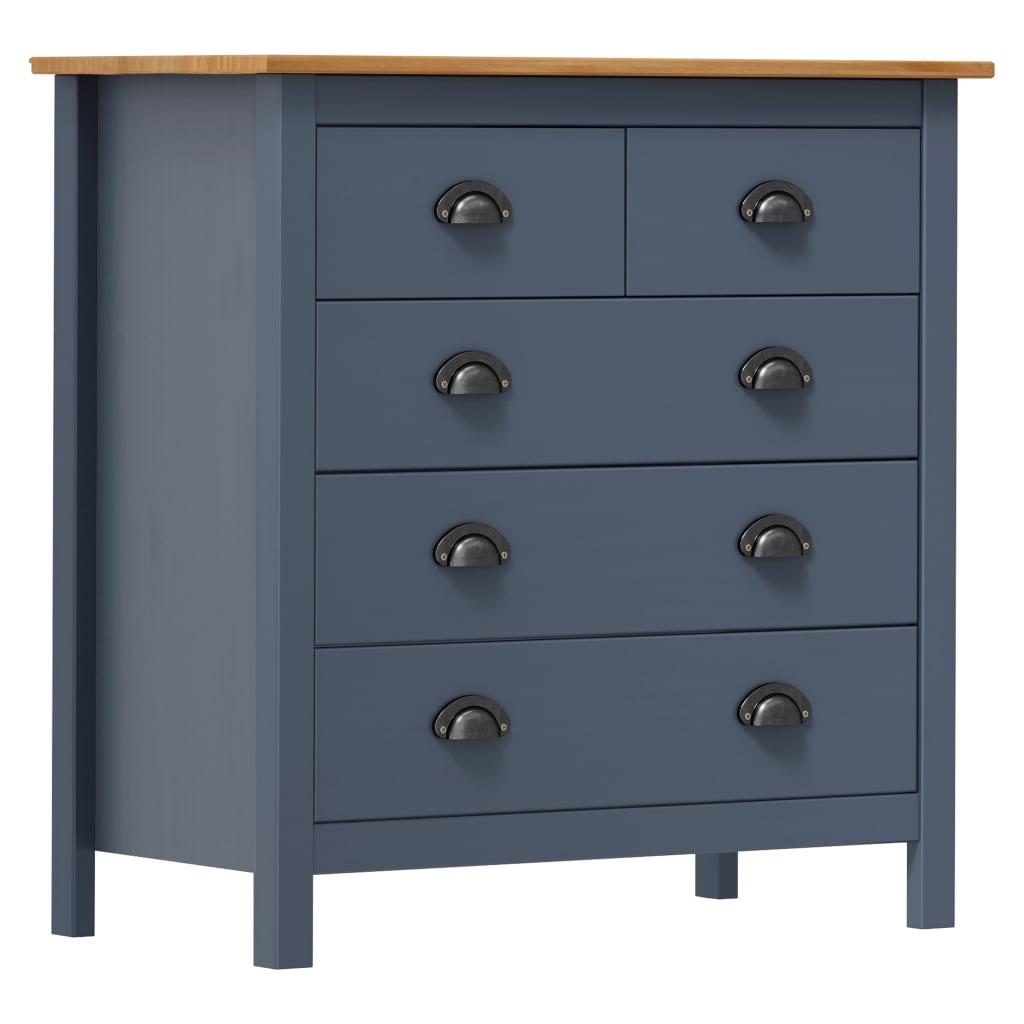 Hill Sideboard Grau 79x40x80 cm Massives Kiefernholz