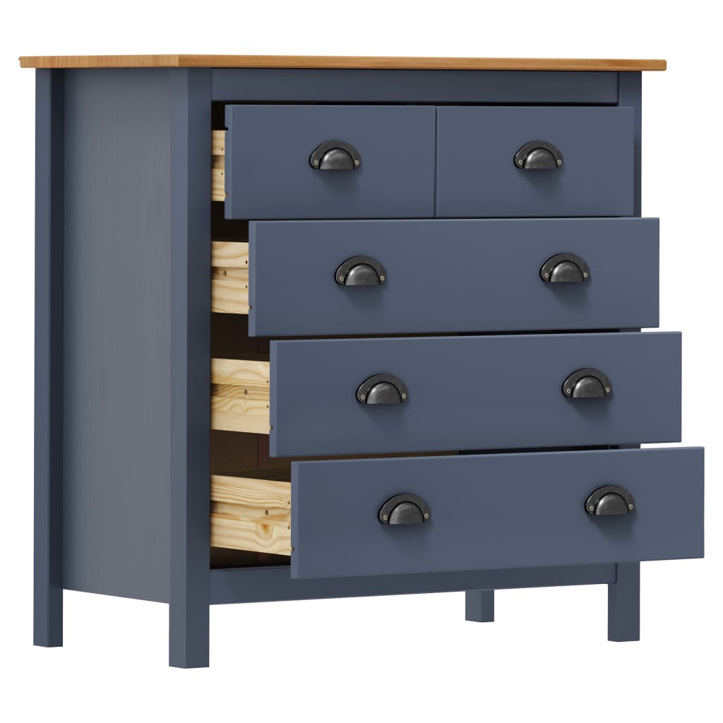 Hill Sideboard Grau 79x40x80 cm Massives Kiefernholz