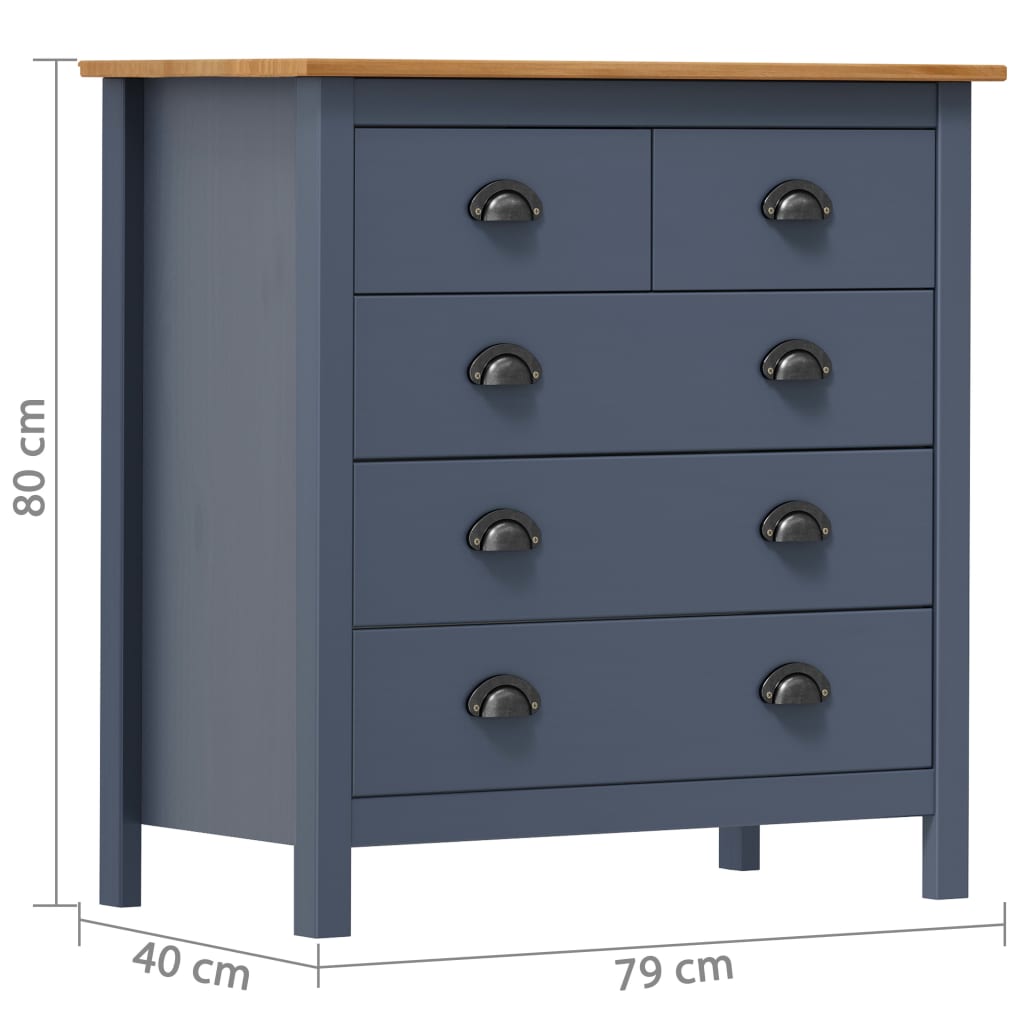 Hill Sideboard Grey 79x40x80 cm Solid Pine Wood