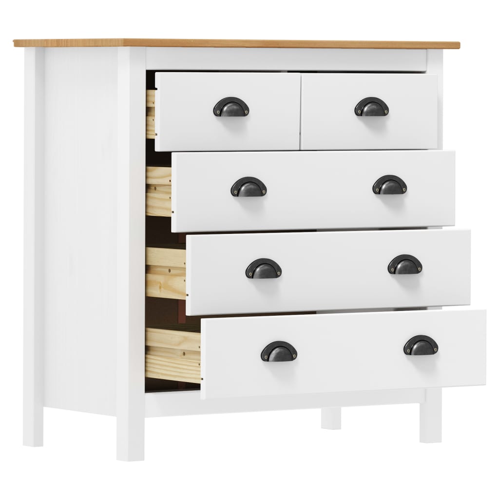 Hill Sideboard White 79x40x80 cm Solid Pine Wood