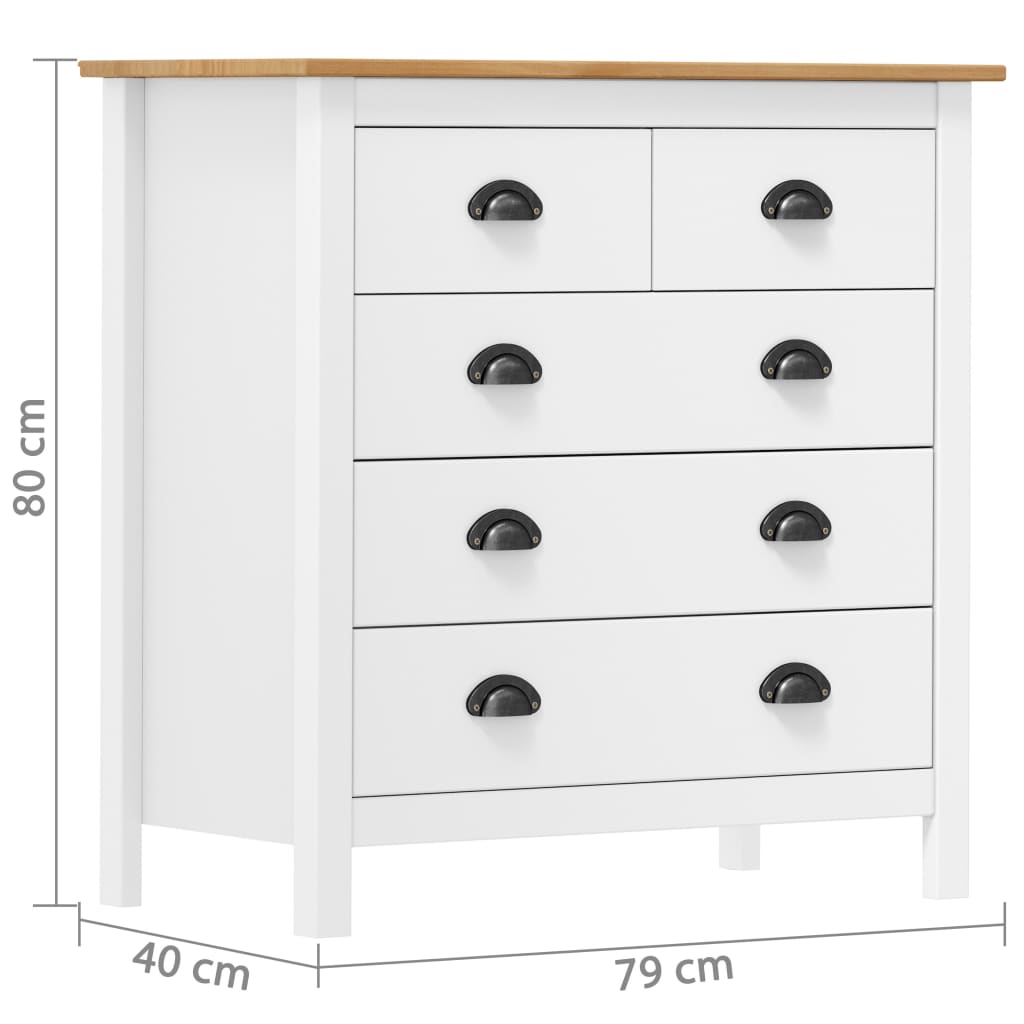 Hill Sideboard White 79x40x80 cm Solid Pine Wood