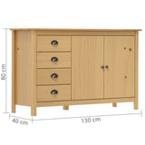 Hill Sideboard Honey Brown 130x40x80 cm Solid Pine Wood