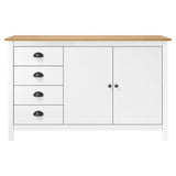 Hill Sideboard Weiß 130x40x80 cm Massives Kiefernholz