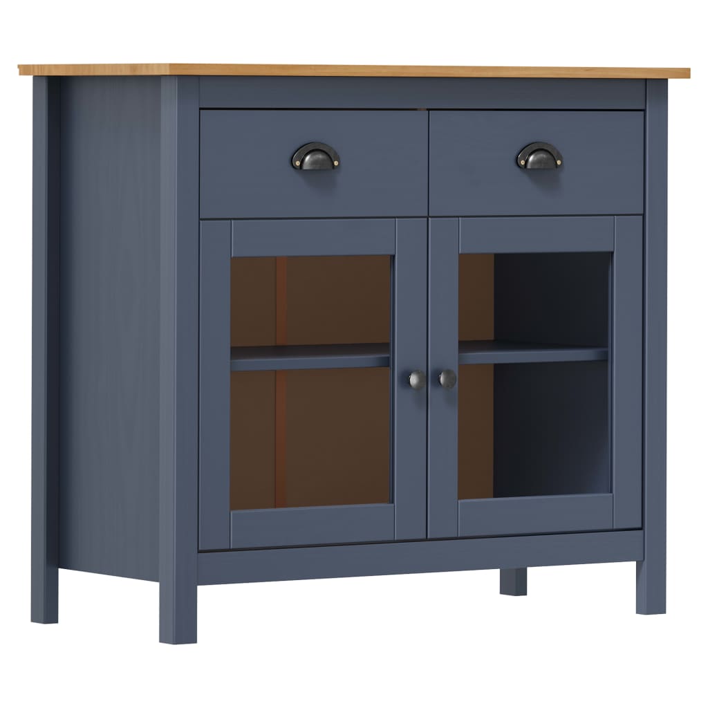 Hill Sideboard Grey 90x40x80 cm Solid Pine Wood