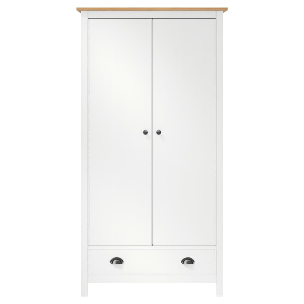 Garde-robe à 2 portes Hill Blanc 89x50x170cm Bois de pin solide