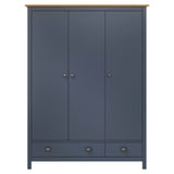 Hill Grey 3-Door Wardrobe 127x50x170 cm Solid Pine