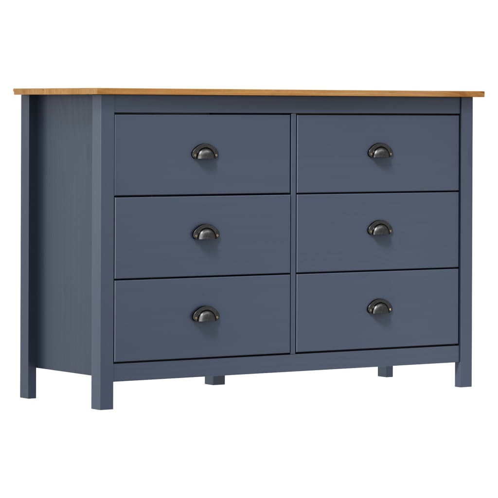 Hill Sideboard Grey 125x40x80 cm Solid Pine Wood