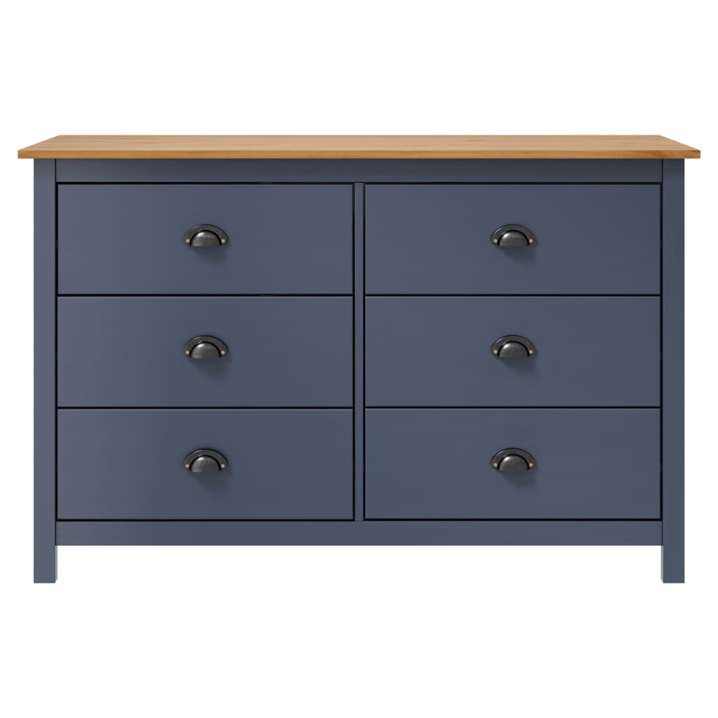 Hill Sideboard Grey 125x40x80 cm Solid Pine Wood