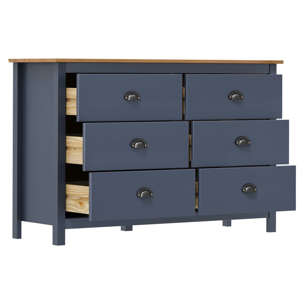 Buffet Hill Gris 125x40x80 cm Bois de pin solide