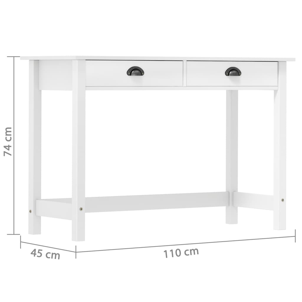 Table console Hill avec 2 tiroirs 110x45x74 cm Bois pin massif