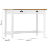 Table console Hill avec 2 tiroirs 110x45x74 cm Pin solide