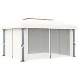 Tonnelle avec rideau 4x3 m Blanc crème Aluminium