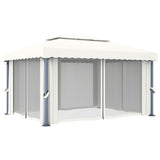 Tonnelle avec rideau 4x3 m Blanc crème Aluminium