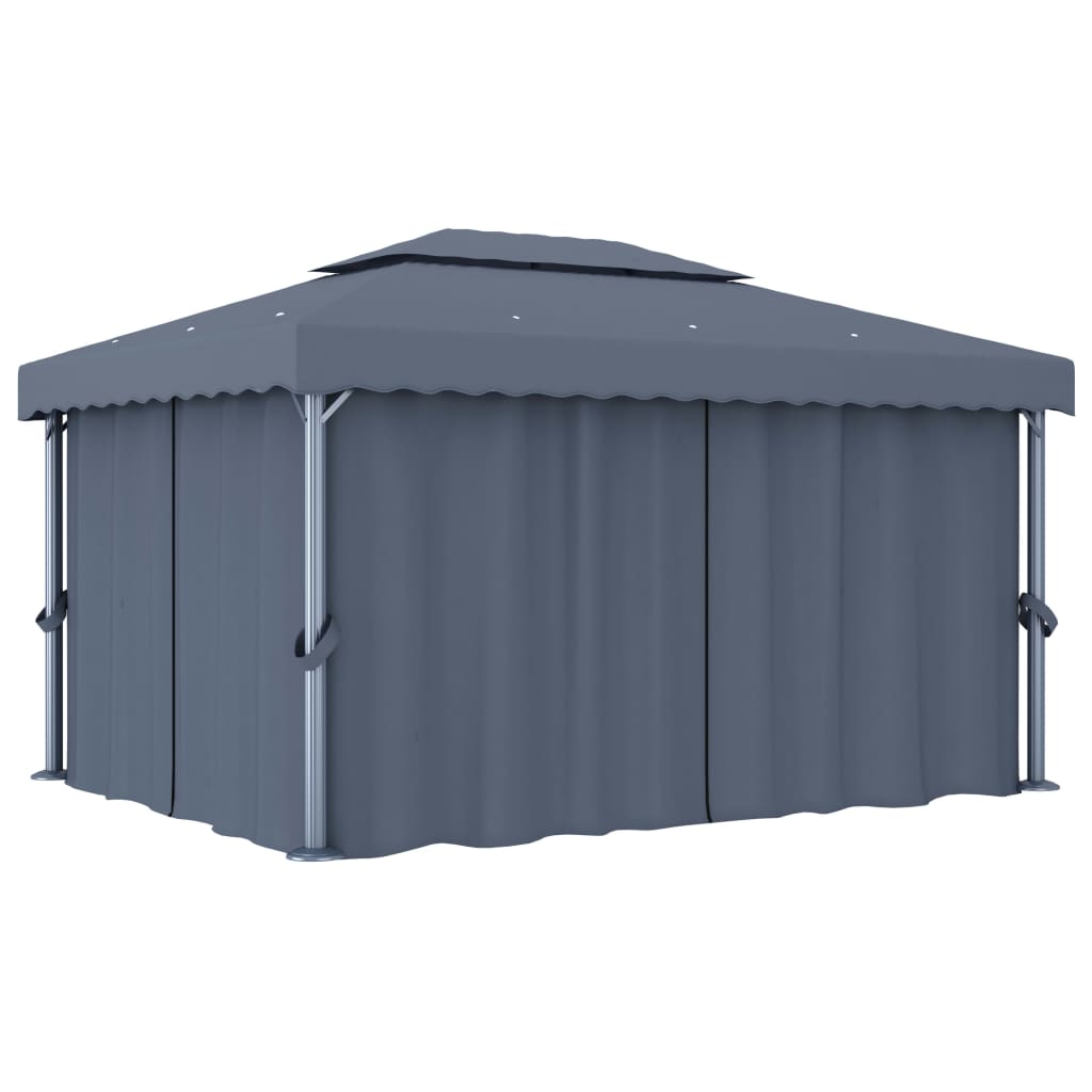 Tonnelle avec rideau 4x3 m Anthracite Aluminium