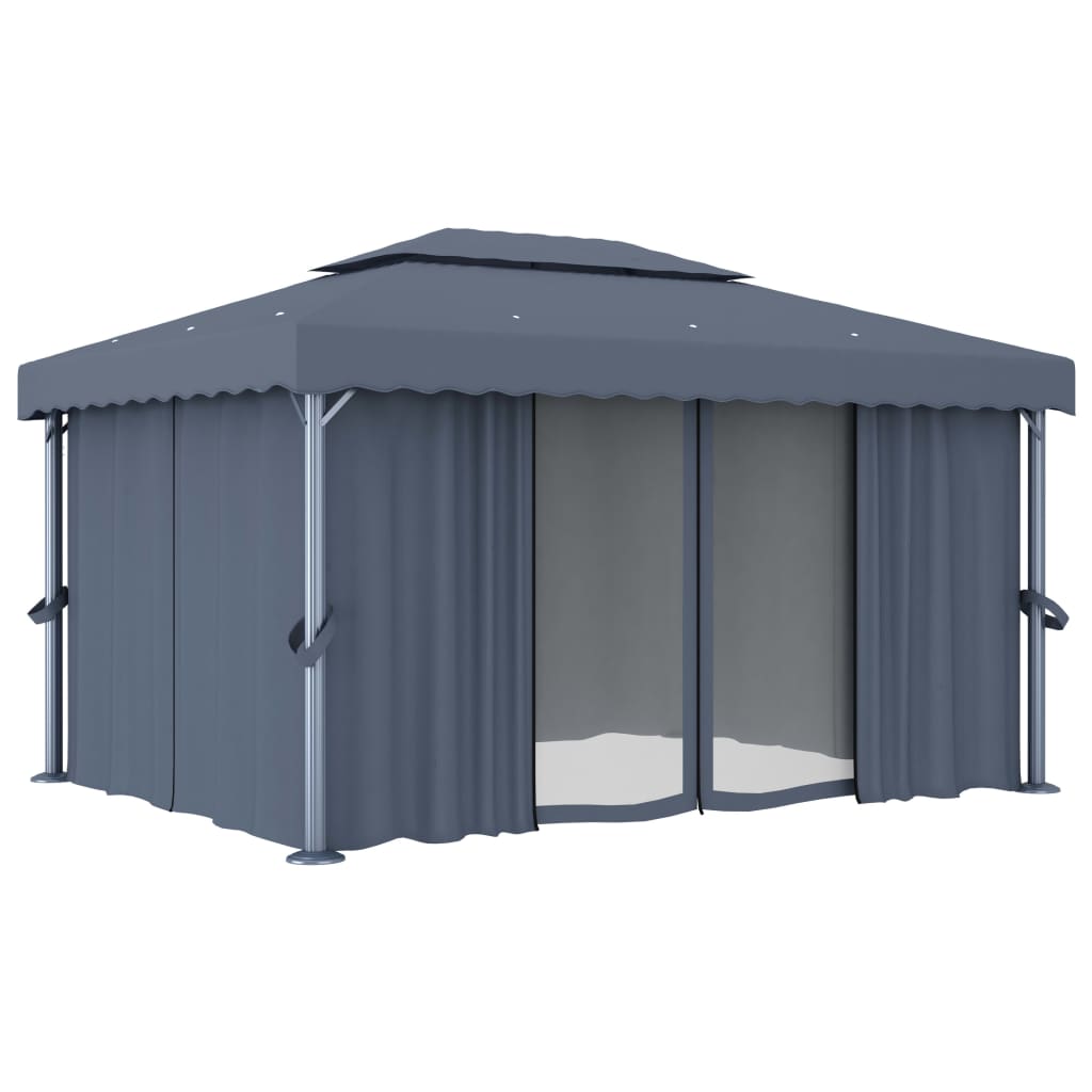 Tonnelle avec rideau 4x3 m Anthracite Aluminium