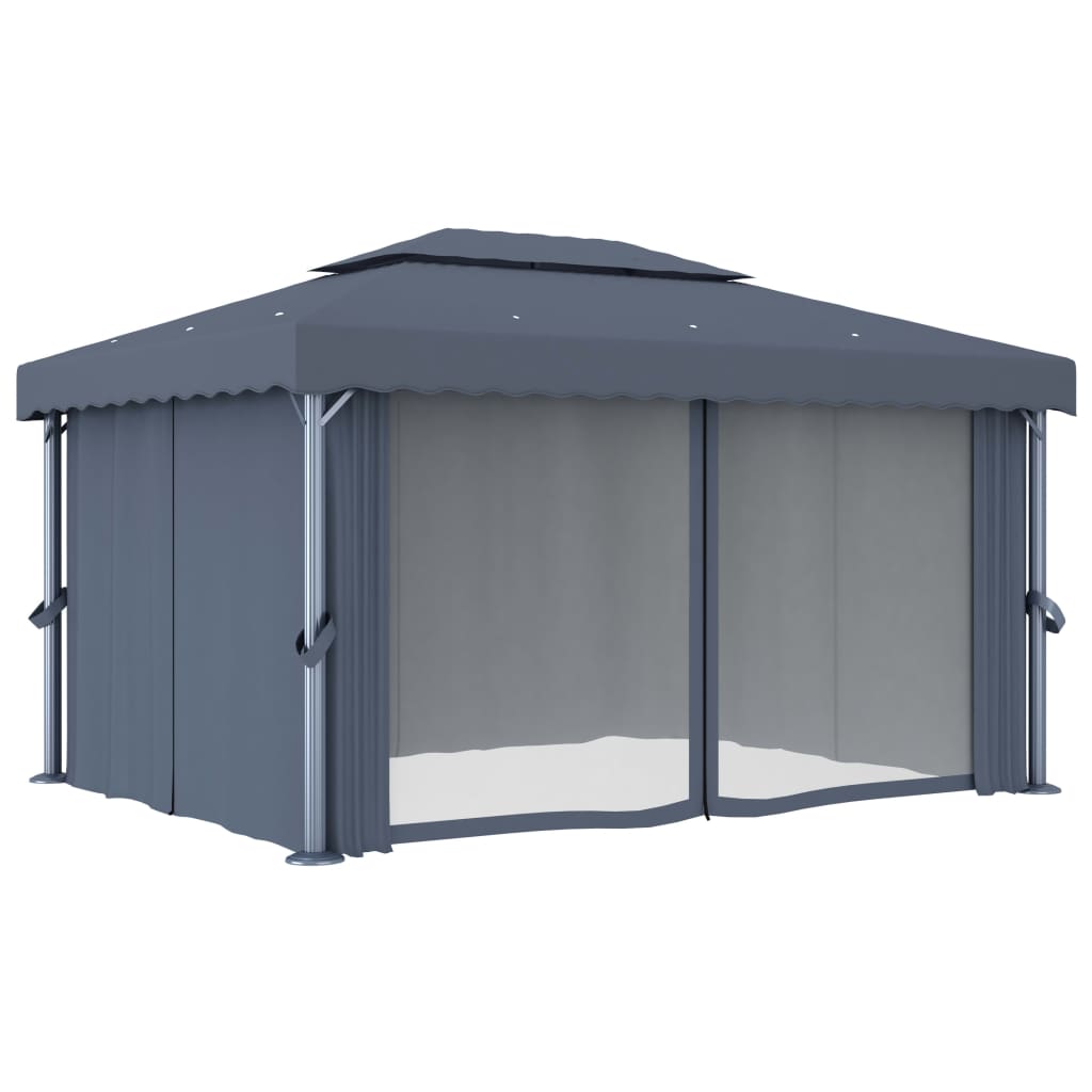 Tonnelle avec rideau 4x3 m Anthracite Aluminium