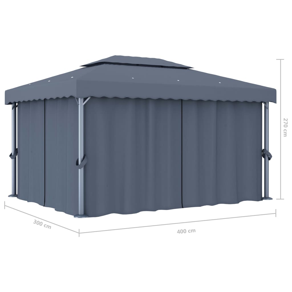 Tonnelle avec rideau 4x3 m Anthracite Aluminium