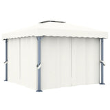 Arbour with curtain 3x3 m Cream white Aluminum