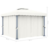 Arbour with curtain 3x3 m Cream white Aluminum