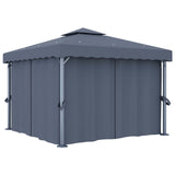 Tonnelle avec rideau 3x3 m Anthracite Aluminium