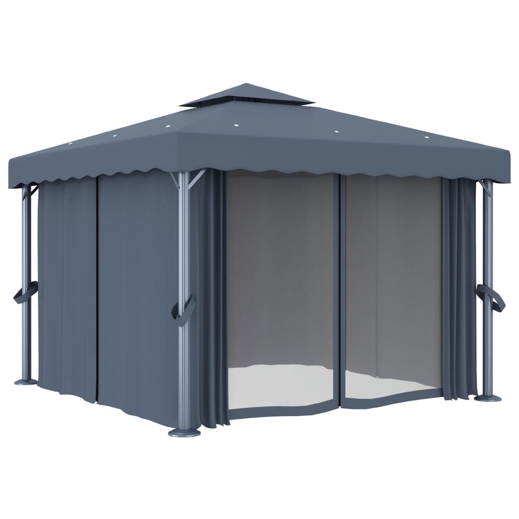 Tonnelle avec rideau 3x3 m Anthracite Aluminium