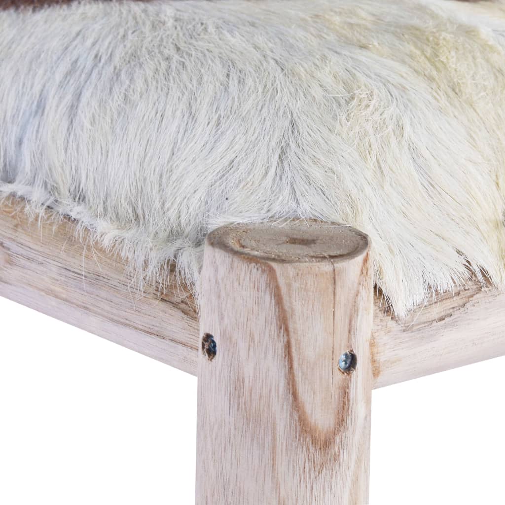 Tabouret de bar Cuir de chèvre véritable et bois de teck massif