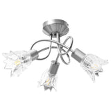 Plafonnier et abat-jour verre transparent 3 ampoules E14 Tulipe