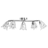 Plafonnier et abat-jour verre transparent 5 ampoules E14 Tulipe