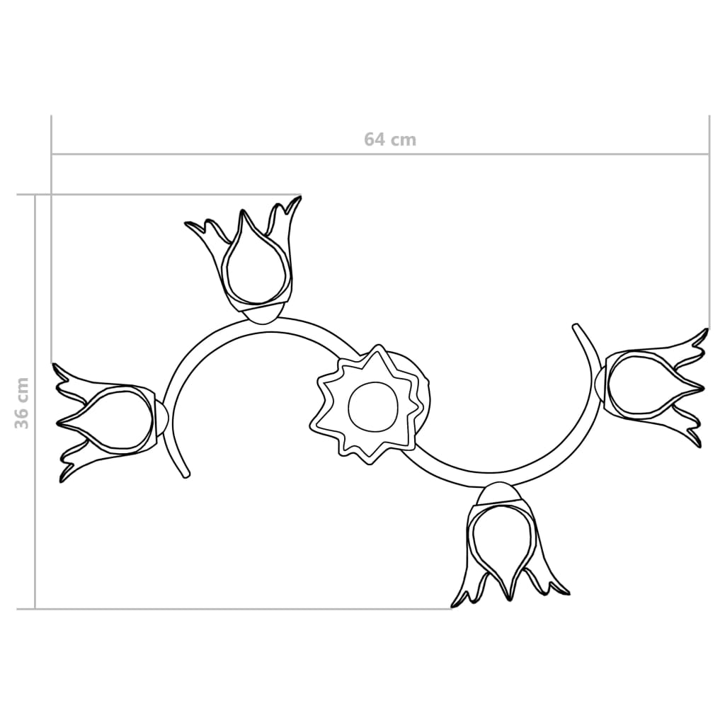 Plafonnier et abat-jour verre transparent 5 ampoules E14 Tulipe