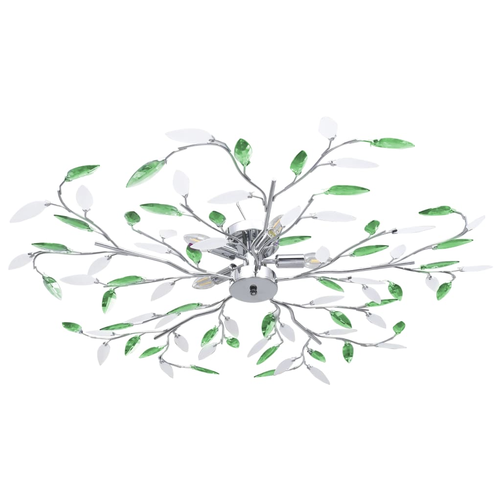 Acrylic Crystal Arm Ceiling Light 5 Bulbs E14 Green