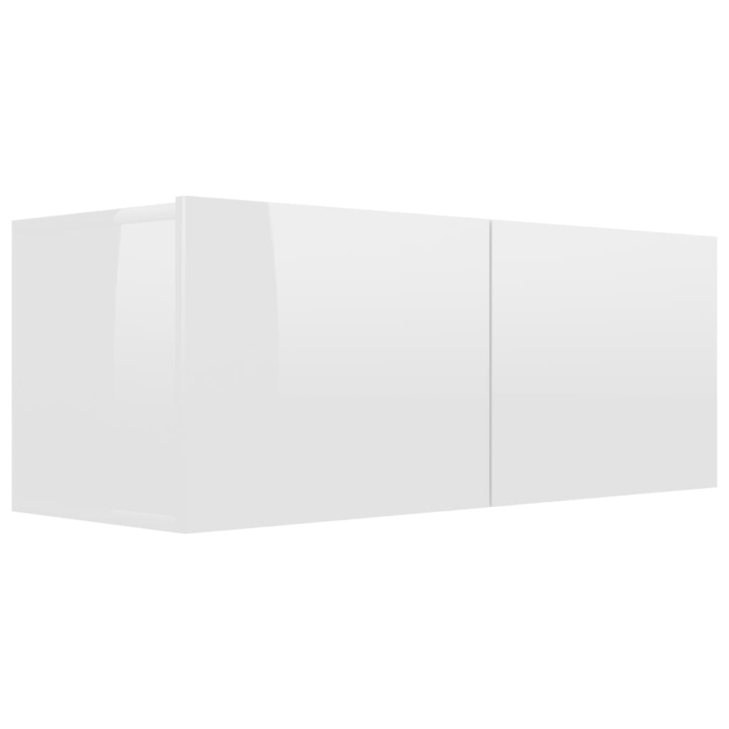 Meuble TV Blanc brillant 80x30x30 cm Bois d’ingénierie