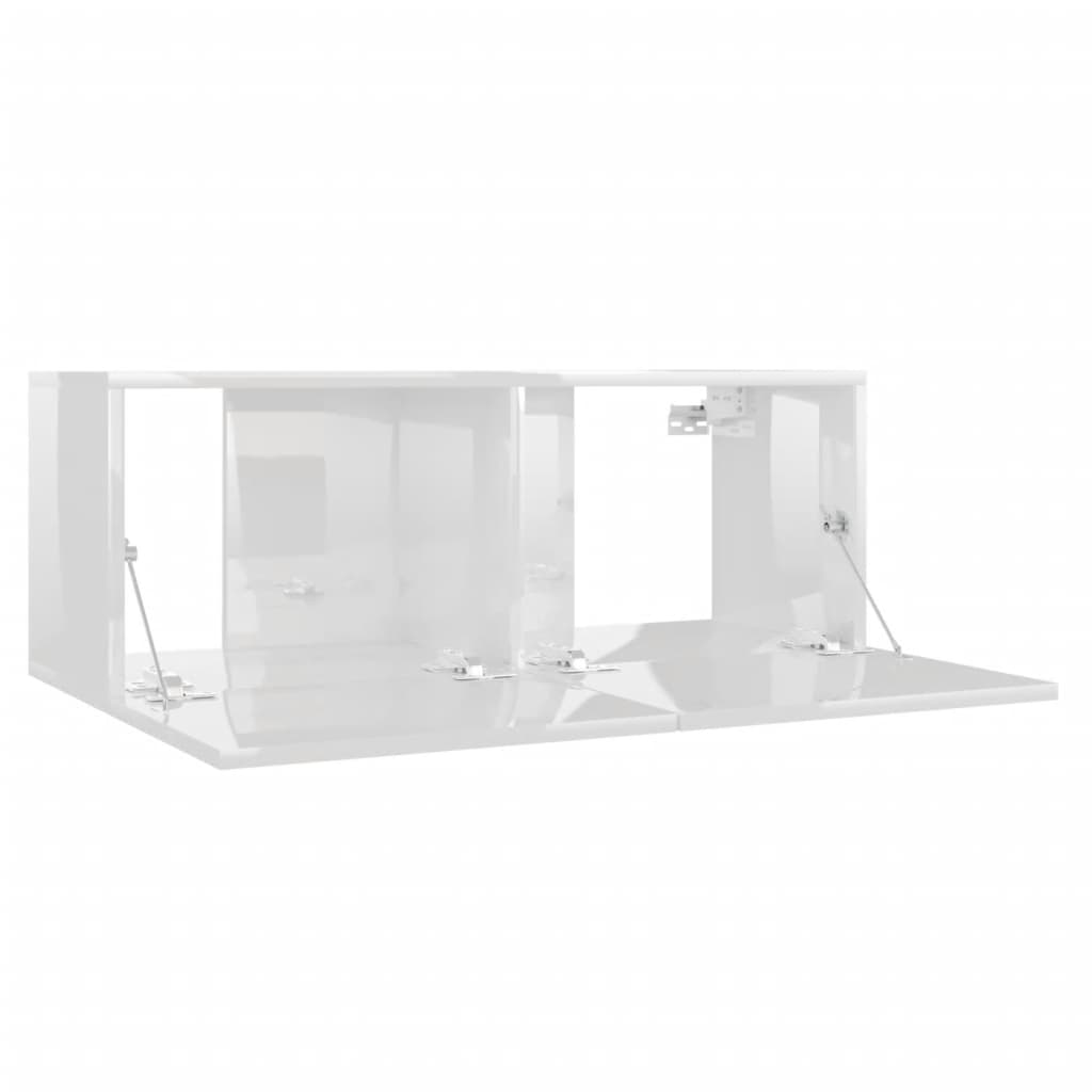 Meuble TV Blanc brillant 80x30x30 cm Bois d’ingénierie