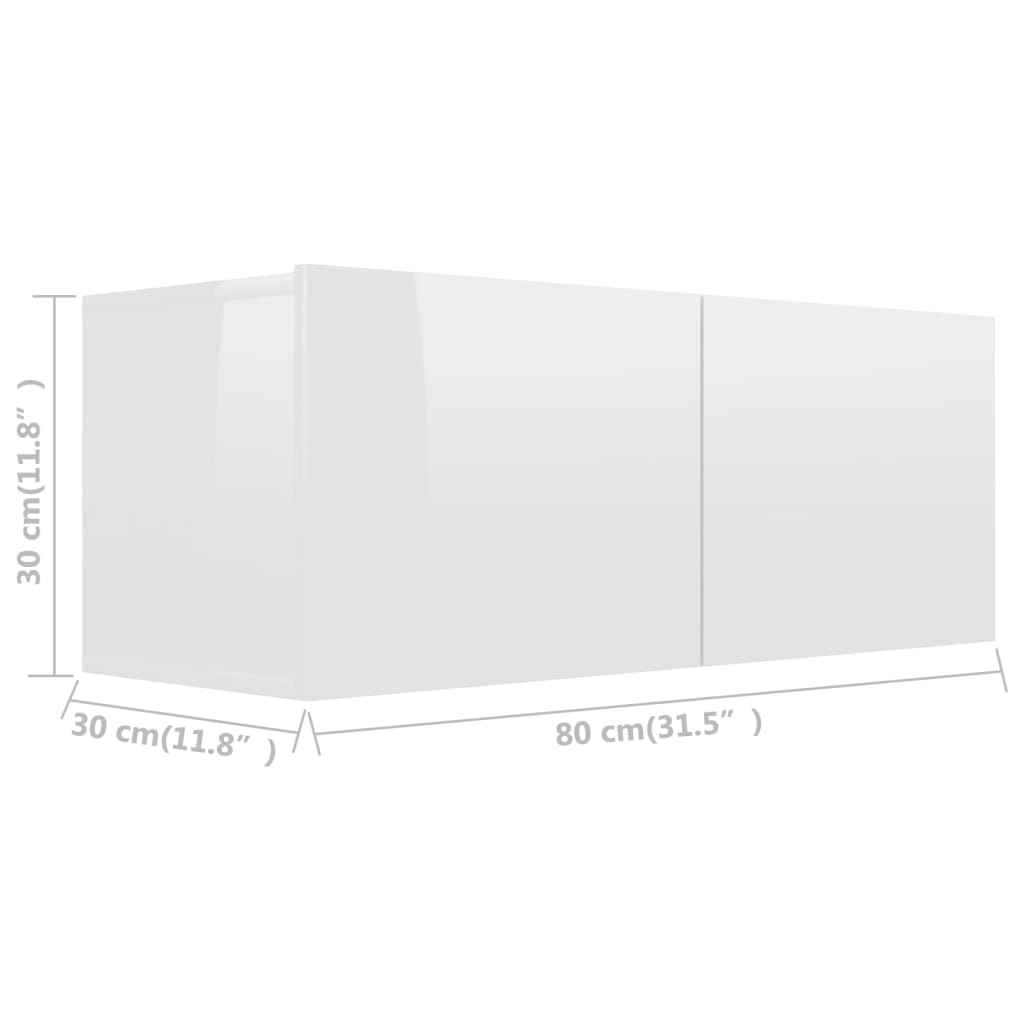 Meuble TV Blanc brillant 80x30x30 cm Bois d’ingénierie