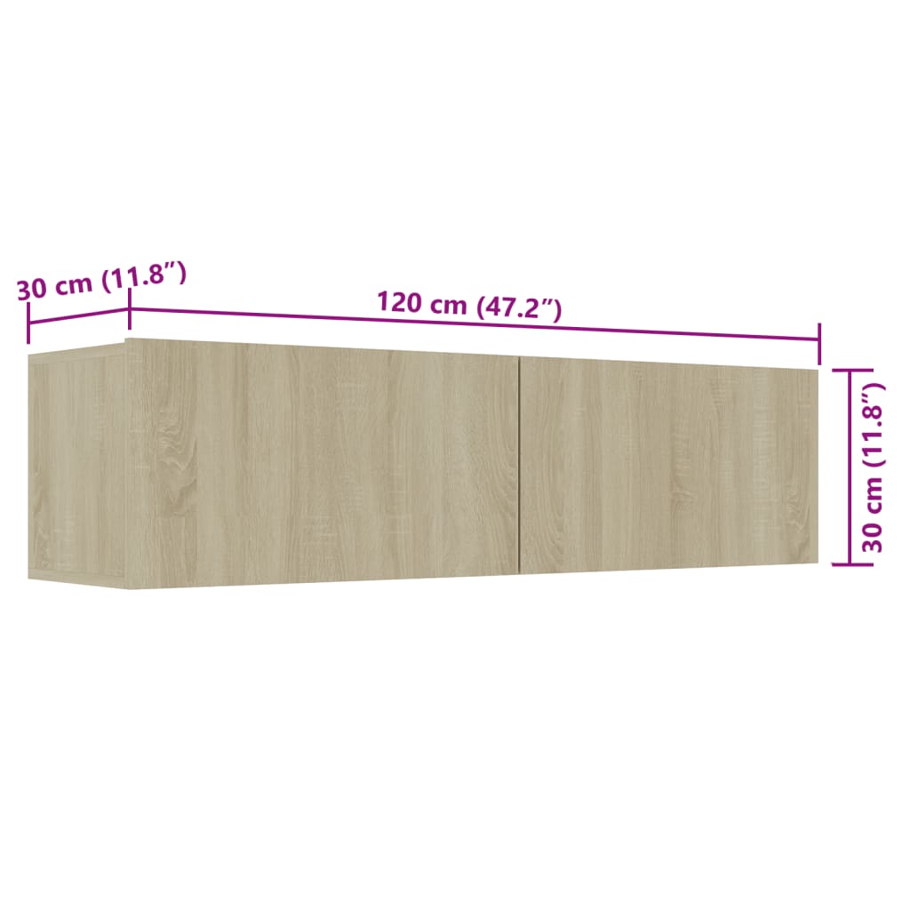 Meuble TV Chêne sonoma 120x30x30 cm Bois d’ingénierie