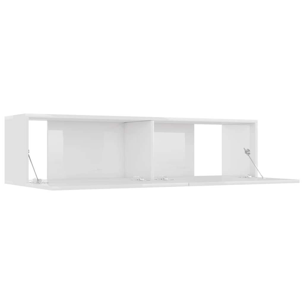 Meuble TV Blanc brillant 120x30x30 cm Bois d’ingénierie