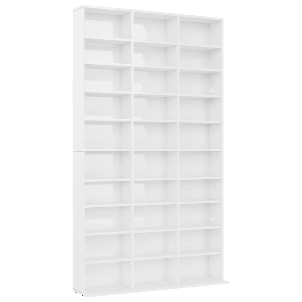 Armoire à CD Blanc brillant 102x16x177,5 cm Bois d'ingénierie