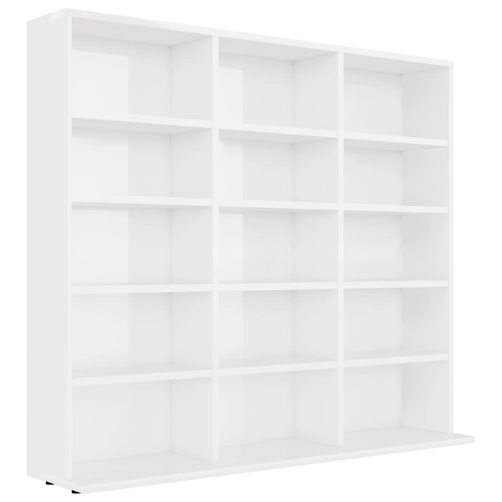 Armoire à CD Blanc brillant 102x23x89,5 cm Bois d’ingénierie