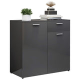 Sideboard Glossy Grey 80x36x75 cm Engineered Wood