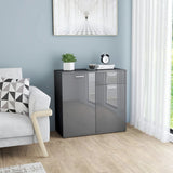 Sideboard Glossy Grey 80x36x75 cm Engineered Wood