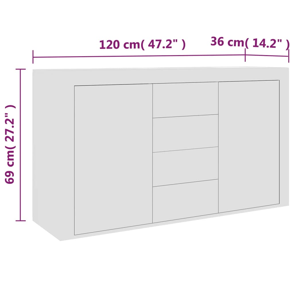 Buffet Blanc 120x36x69 cm Bois d'ingénierie