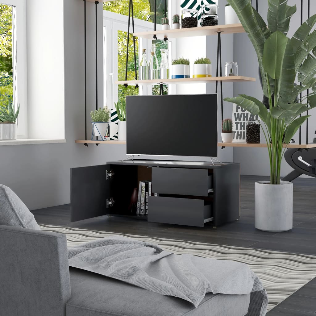 Meuble TV Gris 80x34x36 cm Bois d'ingénierie