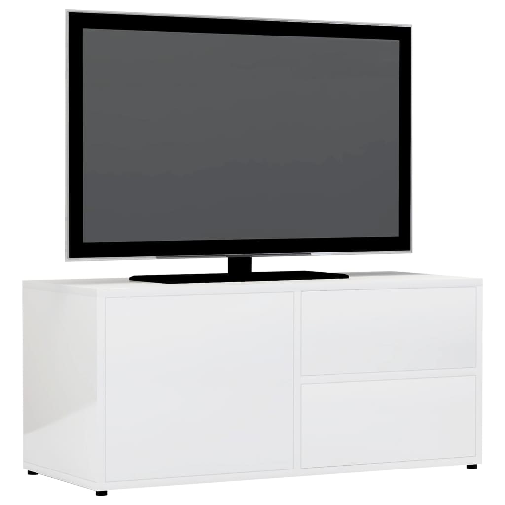 Meuble TV Blanc brillant 80x34x36 cm Bois d'ingénierie