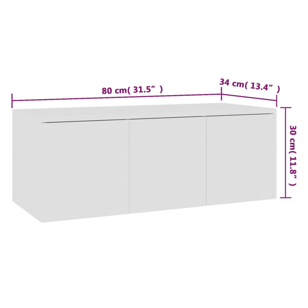 Meuble TV Blanc 80x34x30 cm Bois d'ingénierie