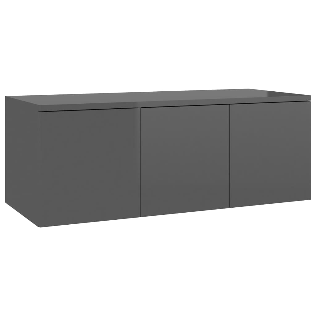 Meuble TV Gris brillant 80x34x30 cm Bois d'ingénierie