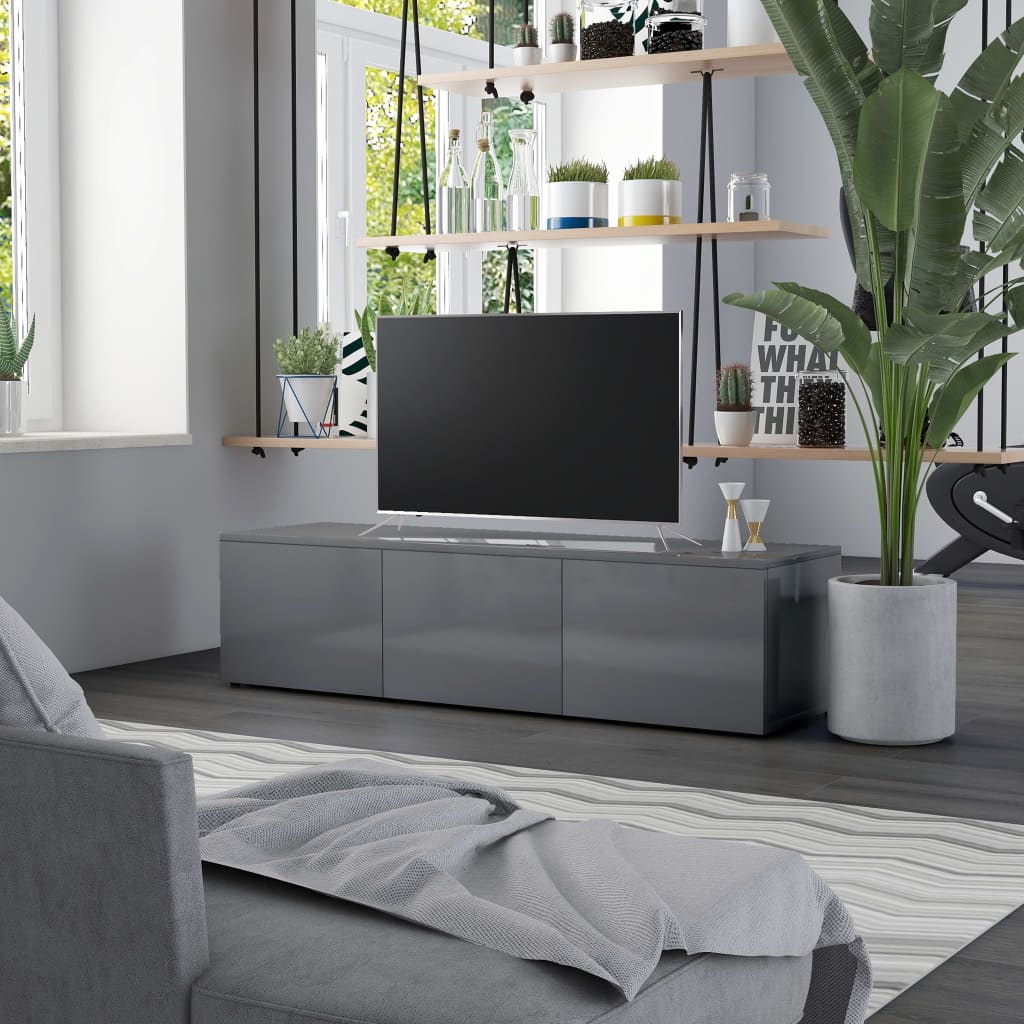 Meuble TV Gris brillant 120x34x30 cm Bois d'ingénierie