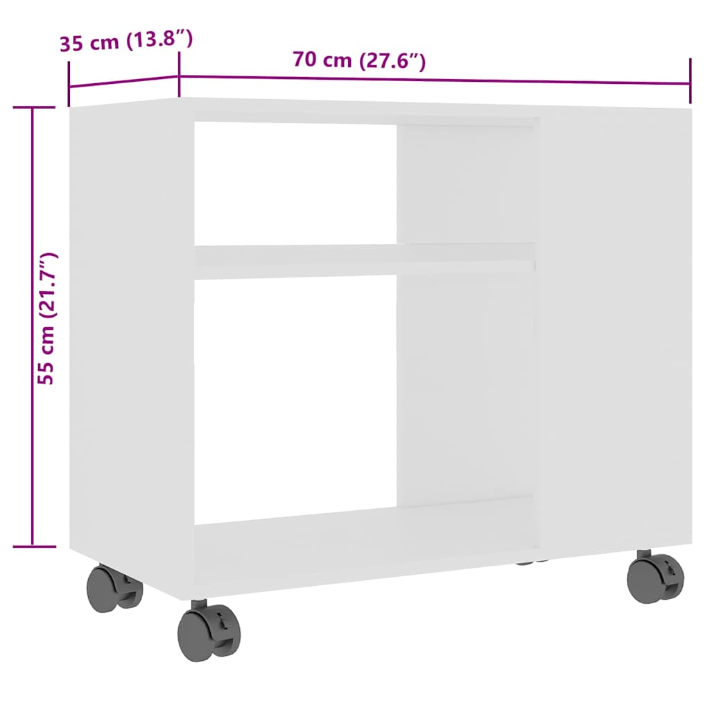 Table d'appoint Blanc 70x35x55 cm Bois d'ingénierie