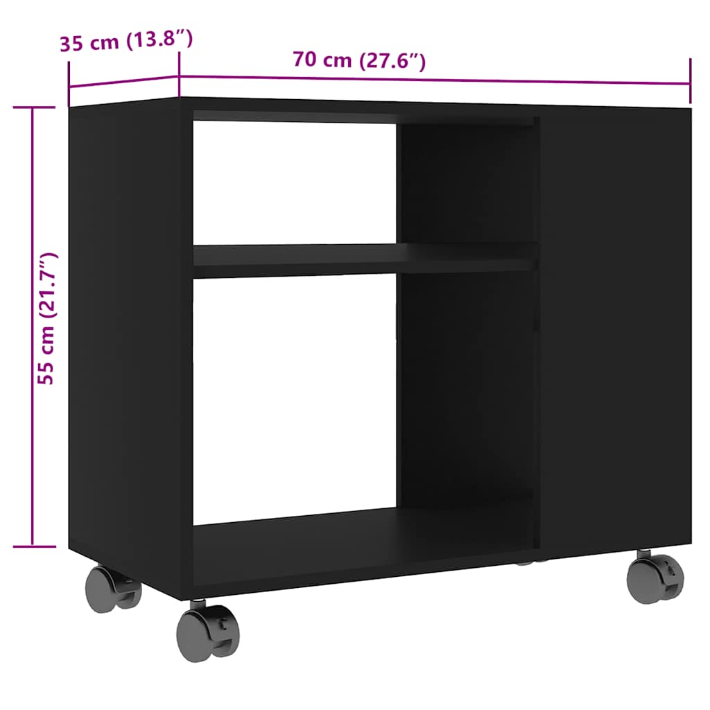 Table d'appoint Noir 70x35x55 cm Bois d'ingénierie