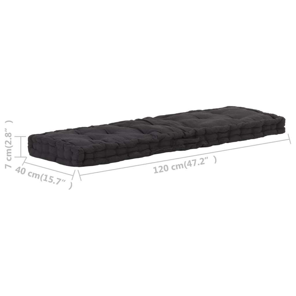 Coussins de plancher de palette lot de 2 Coton Noir