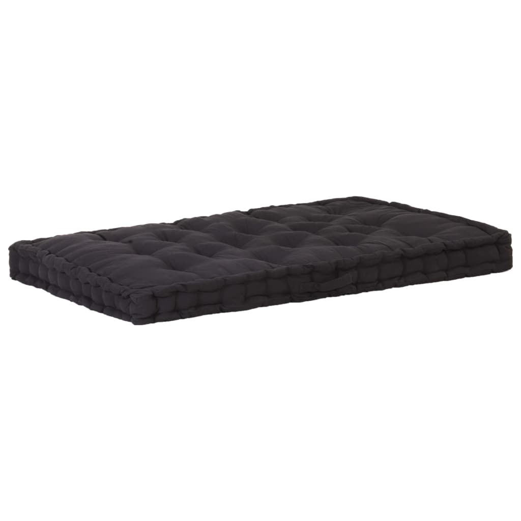 Coussins de plancher de palette lot de 2 Coton Noir